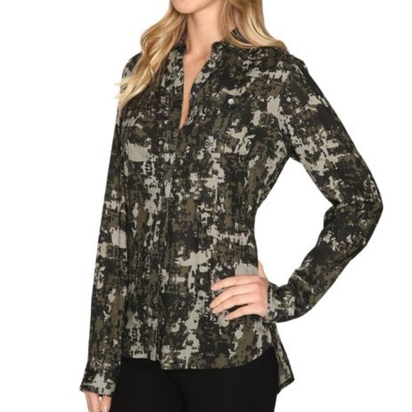 JAG Camouflage “Roan” Button Up Hi-Low Blouse NWT - Picture 4 of 8
